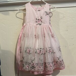 Elegant Pink Floral Kids Dress